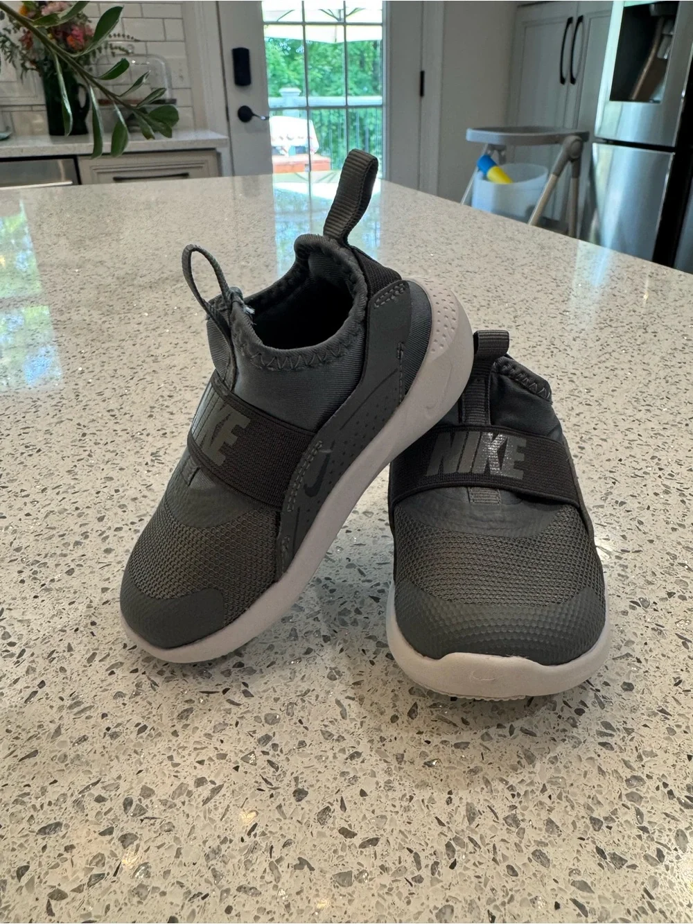 Nike Kids Slip-On Sneakers in Gray with White Sole